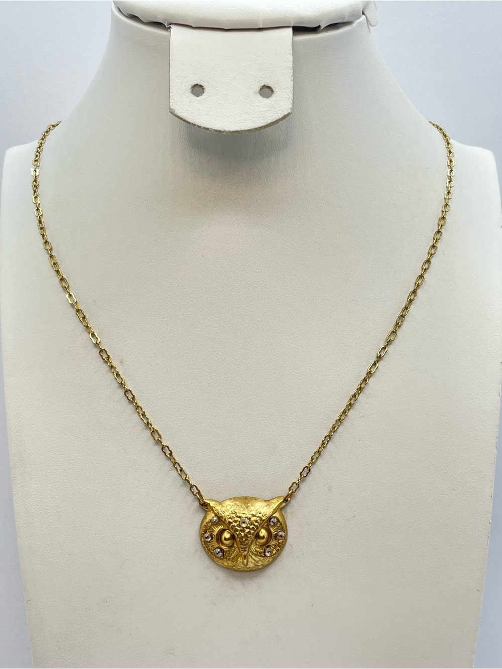 Clara Beau Swarovski Crystal 14K Gold Plated Owl Necklace Boho Celestial
